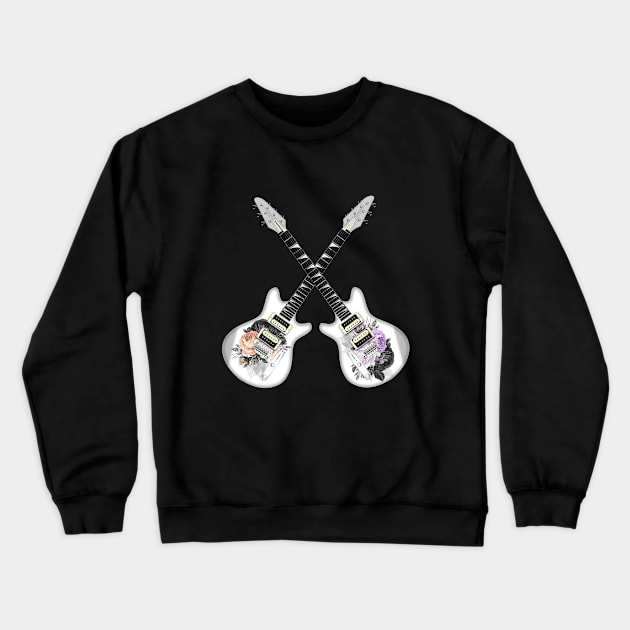 Rock Guitars and roses Crewneck Sweatshirt by allthumbs